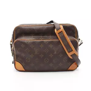 LOUIS VUITTON Nile Shoulder Bag M45244 Monogram crossbody Brown Used Women LV - Picture 1 of 12