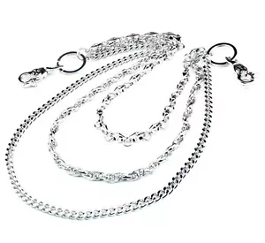 3 Line Combo Link Heavy Trucker Biker Key Jean Wallet Chain (24.5") Silver CS61 - Picture 1 of 5