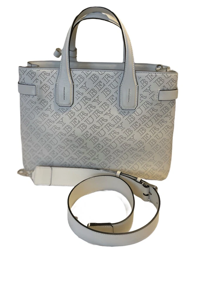 Burberry The Medium Banner in Perforated Logo Leather Chalk White - Image 1 of 4