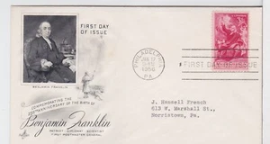 TurtlesTradingPost - Benjamin Franklin #1073- 1956 FDC Artcraft Cachet - Picture 1 of 1