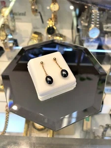 Ohrringe Cobolt blau-grau Ohrringe [Perlen 2 Stück] 14 Karat Gold Kugel Ohrringe - Bild 1 von 5