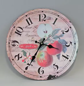 9973075 Wall Clock Watch Wood Look Shabby-Chic Vintage Obst-Motiv D35cm - Picture 1 of 1