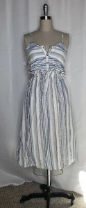 JAPNA WOMEN'S CAMI SUMMER DRESS WHITE BLUE STRIPE SMALL S - Picture 1 of 7