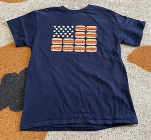 Youth Size Medium Blue Delta Hot Dog American Flag Tee - Picture 1 of 7