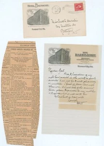 1914 Hotel Baltimore Kansas City Stationery KC St Louis Railroad Accident Victim - Picture 1 of 4
