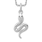 14K White Gold Cubetto Omega Snake Necklace Charm Pendant