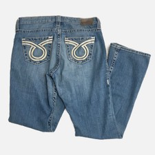 BIG STAR Jeans Women's Sz 29R Maddie Boot Med Wash Factory Distress & Stitching