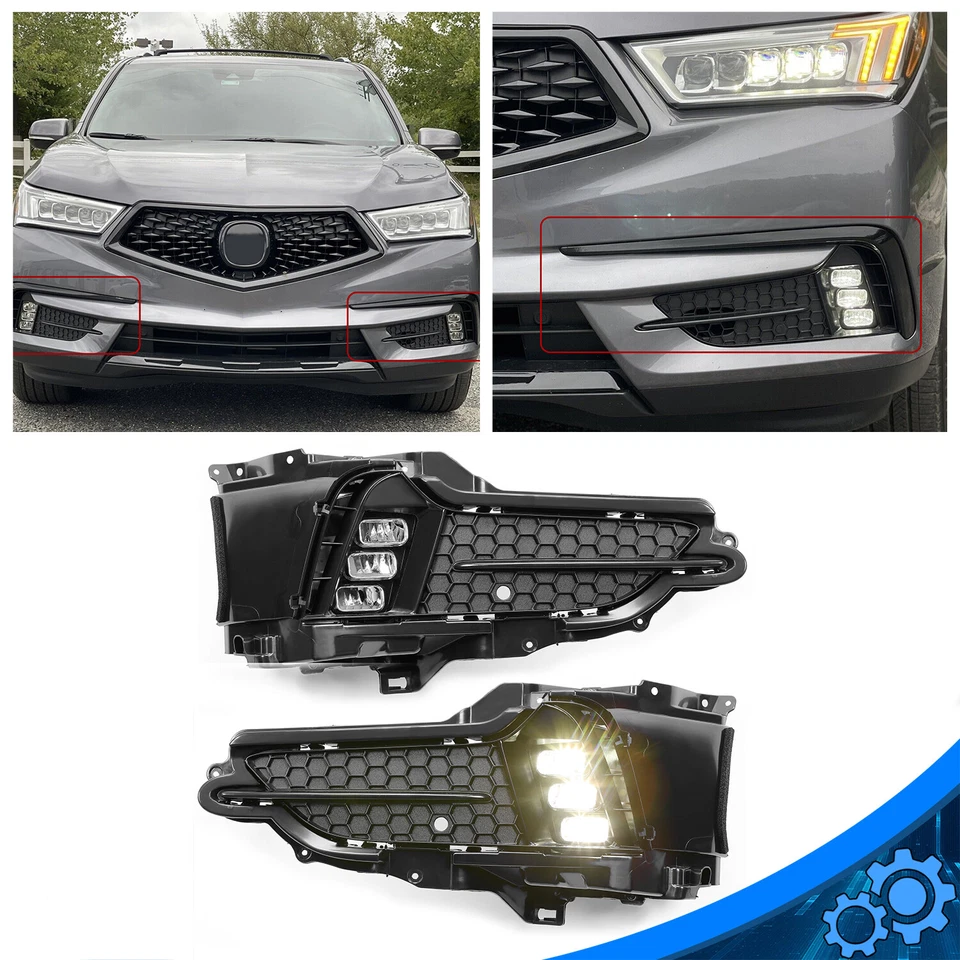 Luces antiniebla LED transparentes para Acura MDX 2017-2020 luces con juego de cubierta izquierda y derecha Foto 1 de 4