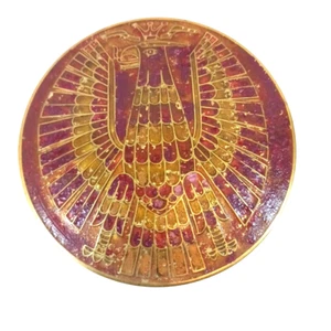 Eagle Bird Cloisonne Red Yellow Enameled Brass Trinket Box India - Picture 1 of 7