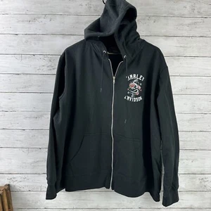 Harley Davidson Womens 3XL Black Full Zip Hoodie NWOT Sweatshirt Snake Rose - Picture 1 of 10