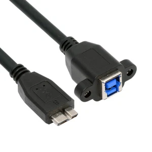 Cablecy USB 3.0 Type-B FEemale to USB3.0 Micro-B Male Cable Extension 5Gbps 30cm - Picture 1 of 8