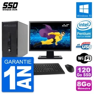 PC Tour HP 400 G2 MT Ecran 22" Pentium G3220 RAM 8Go SSD 120Go Windows 10 Wifi - Imagen 1 de 8