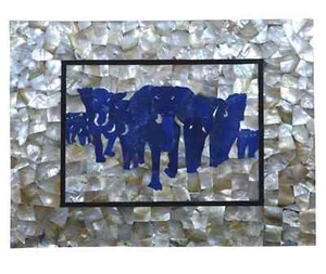 Mesa de centro de mármol de 15 x 30 pulgadas con incrustación de piedra de lapislázuli trabajo decoración de pared - Imagen 1 de 8
