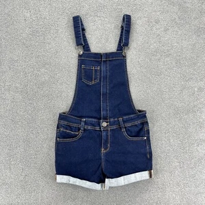 Wallflower Romper Girls Medium Blue Denim cuffed Youth Front zipped pockets - Picture 1 of 12