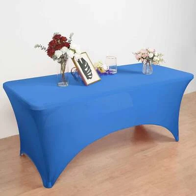 8 feet Fitted SPANDEX TABLECLOTH Open Back Rectangle Table Cover Party Supplies - Image 1 of 4