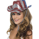 Cow-Girl Chapeau USA de Cowboy Femmes Stars Et Rayures Pailleté