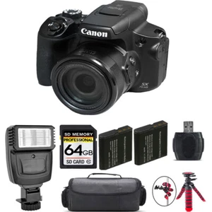 Canon PowerShot SX70 HS Digital Camera+ Extra Bat + Flash - 64GB Kit - Picture 1 of 5