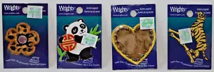 Lot of 4 Wrights Iron on Application Embroidered Patches Applique Mix Design NIP - Picture 1 of 2