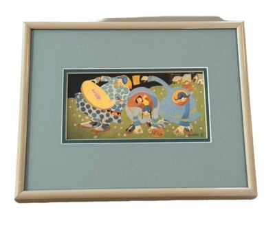 Impresión enmarcada firmada por el artista Rie Muñoz “Berry Pickers” 1981 de Aubusson Tapestry Foto 1 de 4