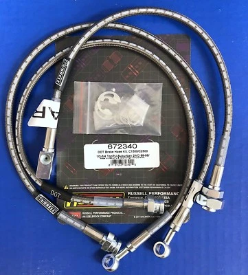 Russell 672340 Stainless Brake Hose Line Kit 1989-98 Chevy GMC C1500 C2500 2WD - Image 1 of 2
