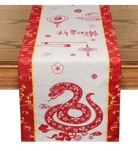 Chinese New Year Decorations 2025 Year of The Snake Table Runner 13x72Inch NEW - Picture 1 of 2