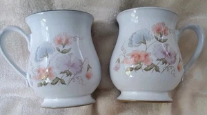2 Encore Denby Craftsman Mugs Sweetpea 80s Floral Pair Stonewear England Retro - Picture 1 of 14