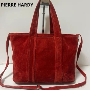 PIERRE HARDY Bolso de Mano 2 Vías Cuero Gamuza Rojo Para Mujer Auténtico Usado De JAPÓN - Imagen 1 de 15