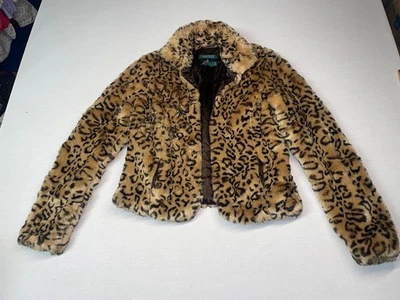 Lauren Ralph Lauren Fur Jacket Leopard Animal Print Vintage Size XS MINOR FLAW - Image 1 of 4