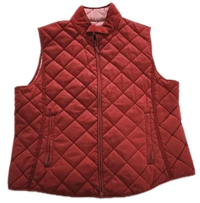 Chaleco Van Heusen Acolchado Cremallera Grande Rojo Toda Temporada Clásico Armario Básico Mujer Foto 1 de 4