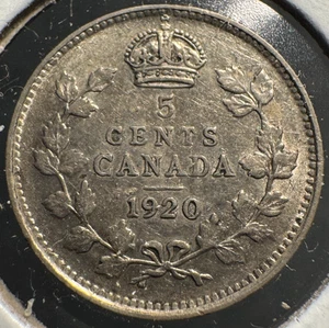 1920 CANADA SILVER 5 CENTS FISHSCALE NICE SHAPE! - Bild 1 von 2