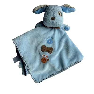 Manta de seguridad Carters azul cachorro perro hueso pata amorosa felpa sonajero satinado rara Foto 1 de 4
