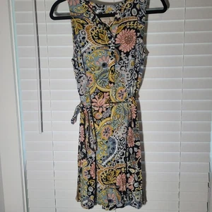 Vestido Floral Loft Outlet Para Mujer S Sin Mangas Corbata Cintura Hoja Tropical Vacaciones  - Imagen 1 de 5