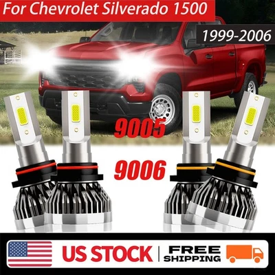 For Chevrolet Silverado 1500 1999-2006 LED Headlight Bulb High Low Beam 10000lm - Image 1 of 4