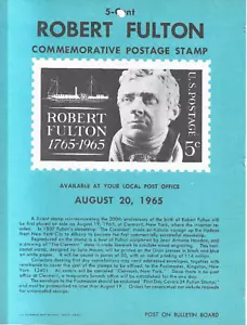 US STAMP POSTER #1270 5¢ ROBERT FULTON COMMEMORATIVE POSTAGE STAMP, 1965 - Picture 1 of 1