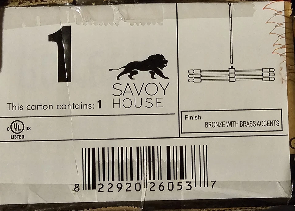 Savoy House Lyrique 6 Light Chandelier, Bronze w/ Brass Accents - 1-7000-6-77 - Image 1 of 1
