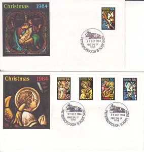 Australia 1984 Juego de Navidad 5 sellos en 2 cubiertas. Peterborough SA Tren Cancelado - Imagen 1 de 1