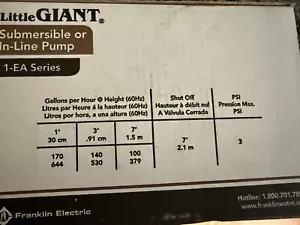 Little Giant 518087, Model 1-EA-42 , Direct Drive submersible Pump 115v 36w B03 - Picture 1 of 7