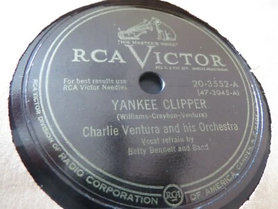 78 RPM RCA Victor Charlie Ventura, New York Yankee Clipper Joe DiMaggio, bonito EE- Foto 1 de 4