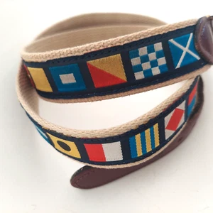 Cinturón Bandera Náutica Patrón Para Hombre Talla XL Cuero Cinta 41" Golf Vela Informal - Imagen 1 de 9