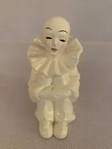 "Estatuilla de payaso Pierrot vintage adorno 5"" sentado años 80" - Imagen 1 de 3