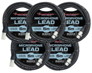 Precision Audio 5 Pack XLR To XLR Studio Stage Microphone Lead 5m MLEAD5X5 - Picture 1 of 2
