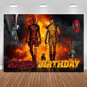 Deadpool & Wolverine Backdrop Happy Birthday Party Photo Background Banner - Picture 1 of 6