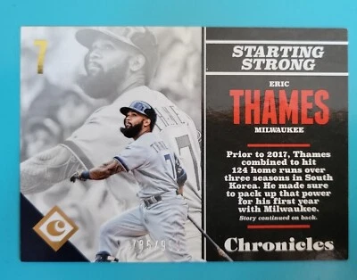 MLB Eric Thames Firstbase Milwaukee Brewers Panini Chronicles 2017 Card#785/999 - Image 1 of 4