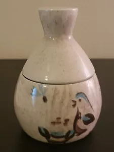 Vintage MCM Red Wing Pottery USA Sugar Bowl and Lid Bob White Quail 5.5 inches - Picture 1 of 12