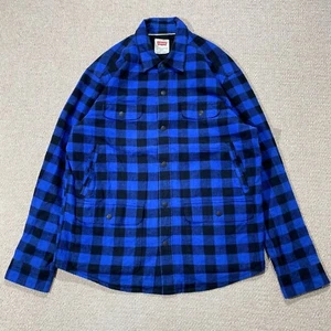 Levis Mackinaw Jacket Mens Large Blue Black Buffalo Check Cotton Shacket USA - Picture 1 of 13