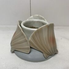Vintage 1980s Porcelain Clam  Shell Votive Holder Beach Or Coastal Tidal Area