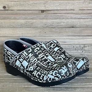 Womens Sanita Graffiti Mint Green Patent Leather Professional Clogs Size EU 37 - Picture 1 of 9