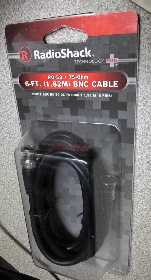 RADIOSHACK 6-FT. RG-59 75Ohm BNC Cable P/N 278-990 2780990 - Image 1 of 4