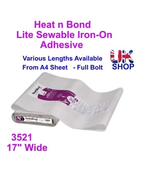 THERM O WEB Heat n Bond Lite Sewable Iron-On Adhesive Embroidery Applique Heat And Bond