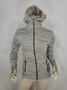KUHL ASH BEIGE FLEECE HOODED LONG SLEEVE THUMB HOLE ZIP FRONT JACKET WOMEN'S XS - Picture 1 of 16
